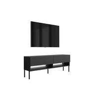 TV-LOWBOARD 140 cm Mattschwarz, gerade schwarze Beine, weiße LED, 140 × 32 × 52 cm - Schwarz, Holzwerkstoff (140/52/32cm) - 3XE LIVING
