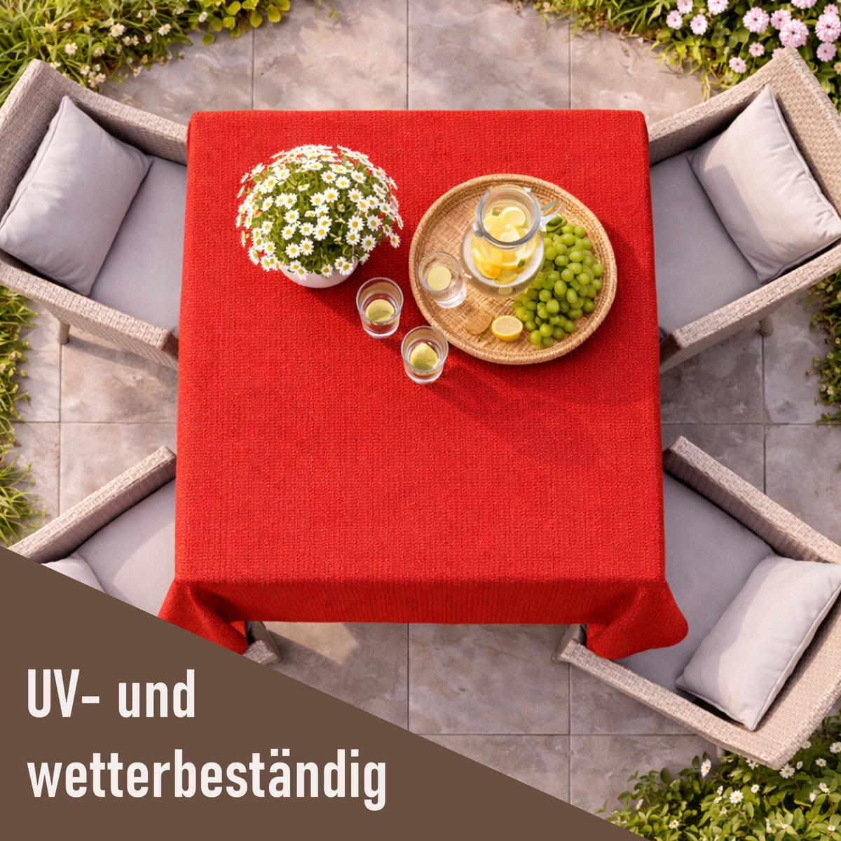 TISCHDECKE Garten Weichschaum 130x160cm - Rot - Rot, Kunststoff (160/130cm) - Bestlivings