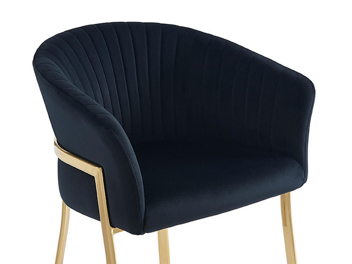 STUHL mit Armlehnen 2er-Set - Samt & goldfarbenes Metall - Schwarz - ZAOVA - Schwarz, Textil (61/76/57cm) - Pascal Morabito