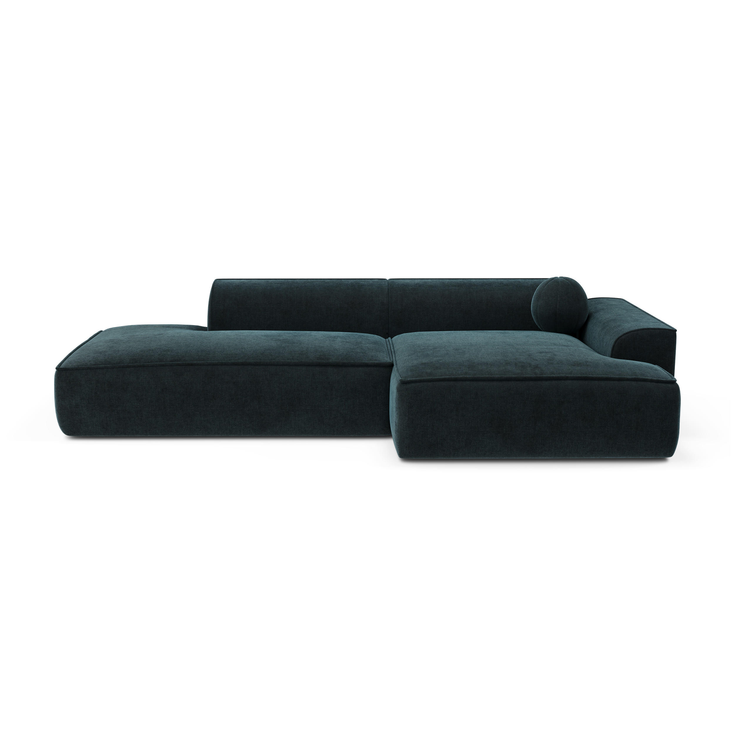 ECKSOFA RECHTS Samt Pfauenblau 260cm - Blau/Hellblau, Textil (260/155cm) - Sia Home