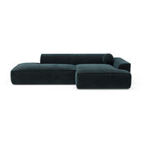 ECKSOFA RECHTS Samt Pfauenblau 260cm - Blau/Hellblau, Textil (260/155cm) - Sia Home