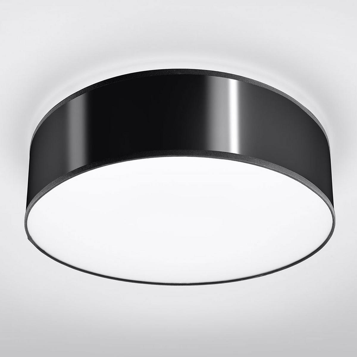 DECKENLEUCHTE Stahl Schwarz Rund - Schwarz, Metall (35/35/12cm)