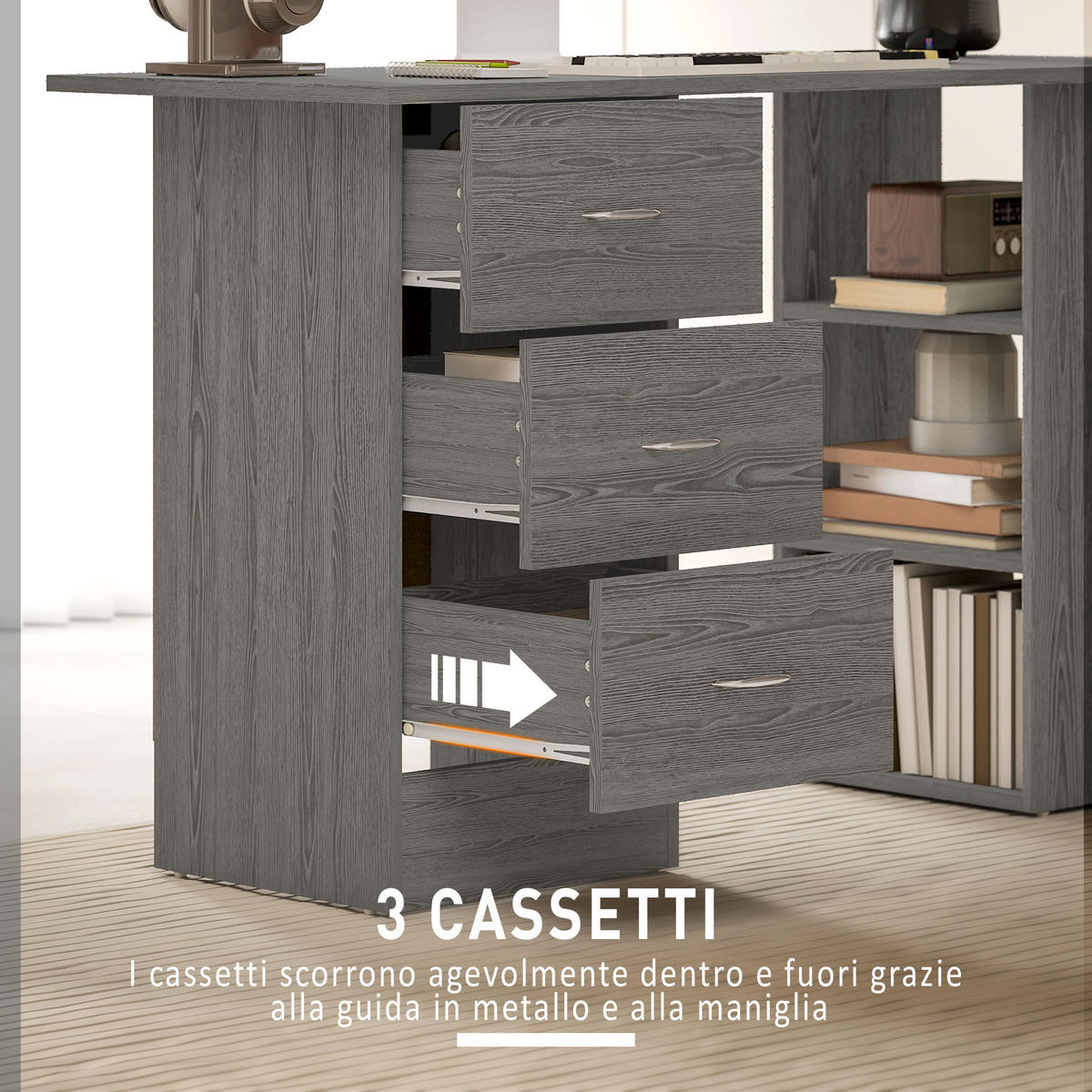 BÜROTISCH Grau 1 Stück - Grau, Holzwerkstoff (49/120/72cm) - GiPP