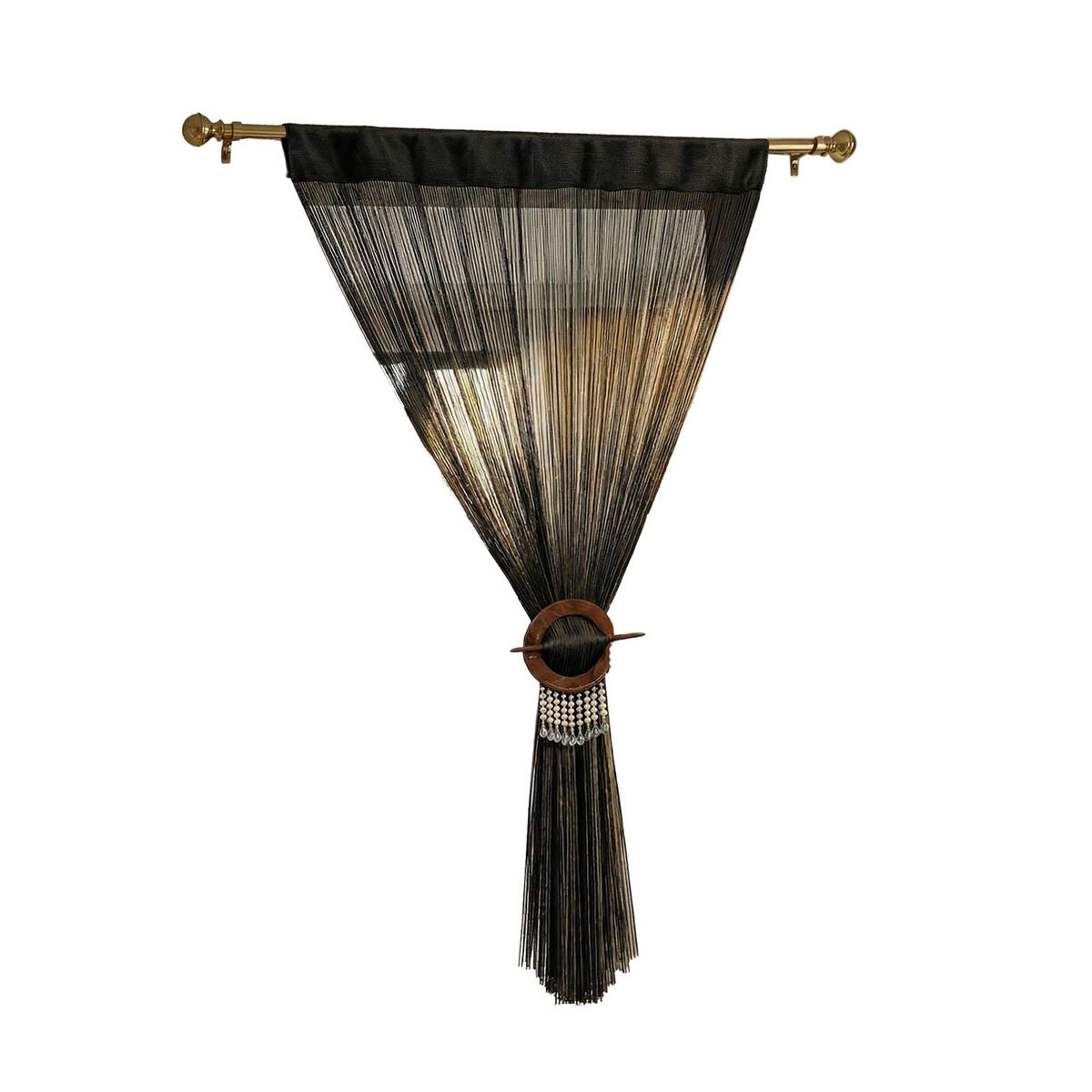 FADENVORHANG schwarz, 90/200 cm - Schwarz, Textil (90/200cm) - Homescapes