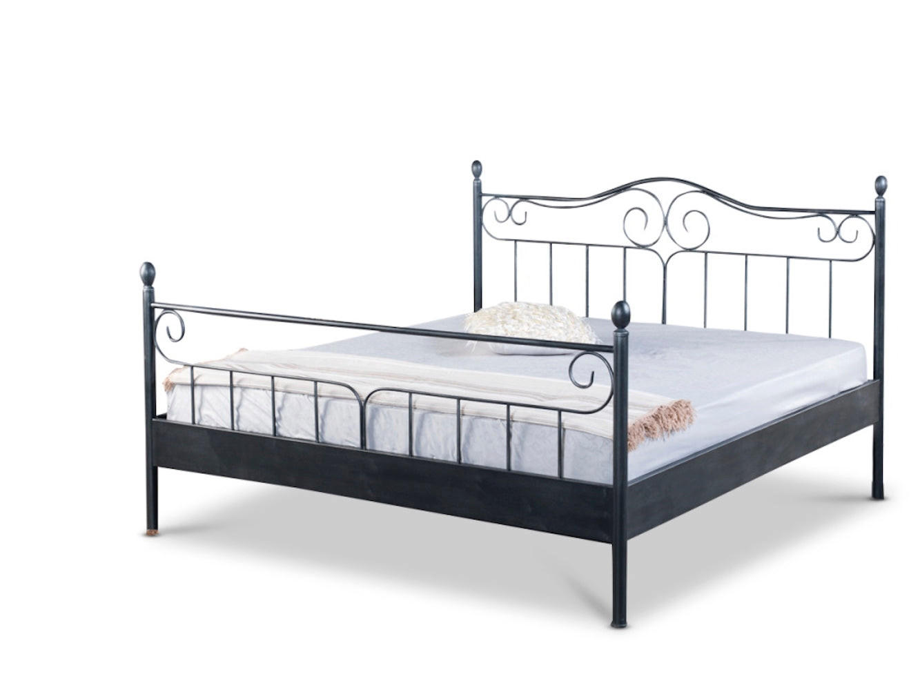 METALLBETT Virgina / 180 x 200 cm / schwarz-silber gewischt - Silberfarben/Schwarz, Metall (180/200cm) - BED BOX