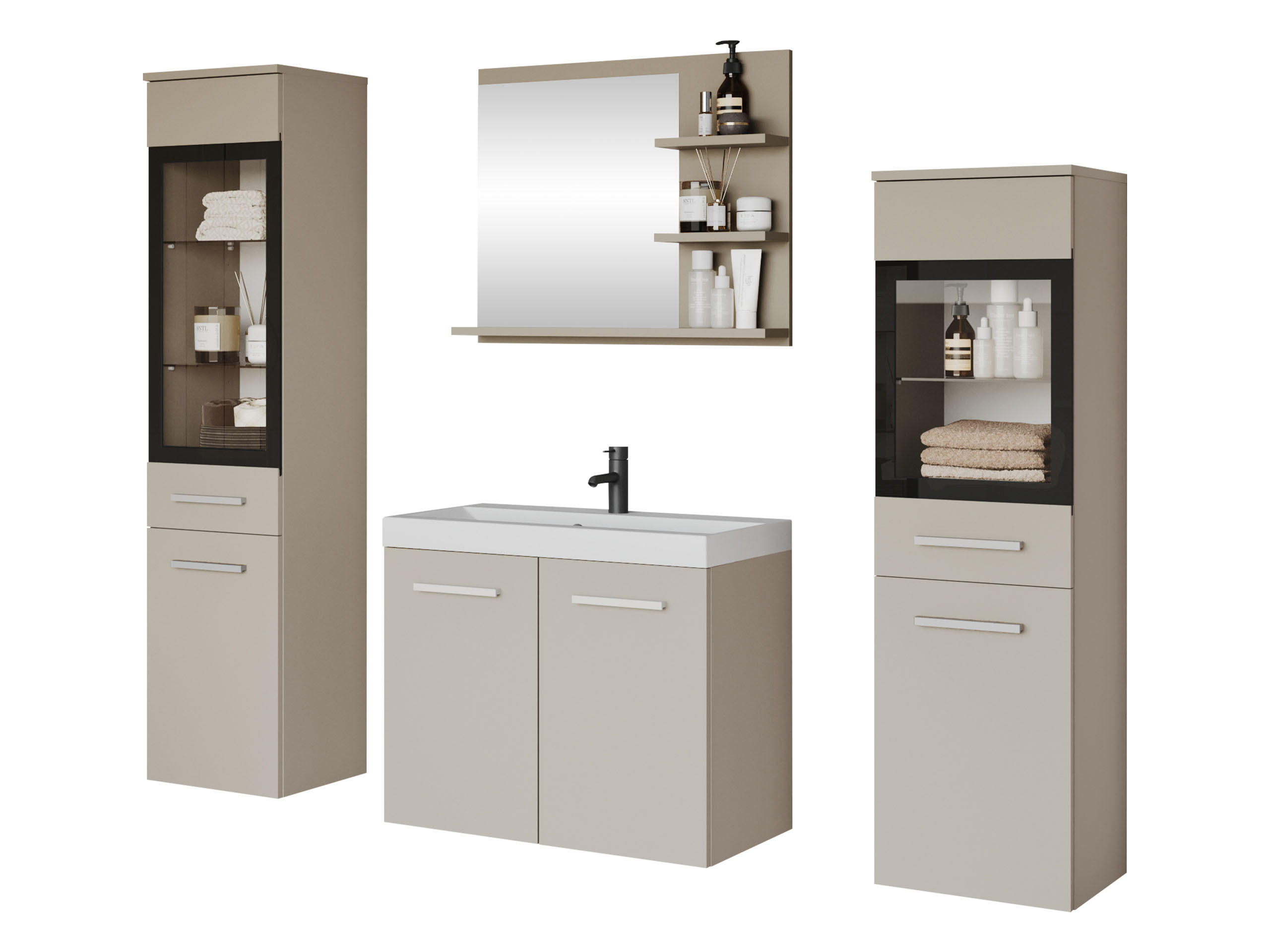 BADMÖBEL-SET Madrit I - Kaschmir, Holzwerkstoff (30/132/30cm) - MIRJAN24