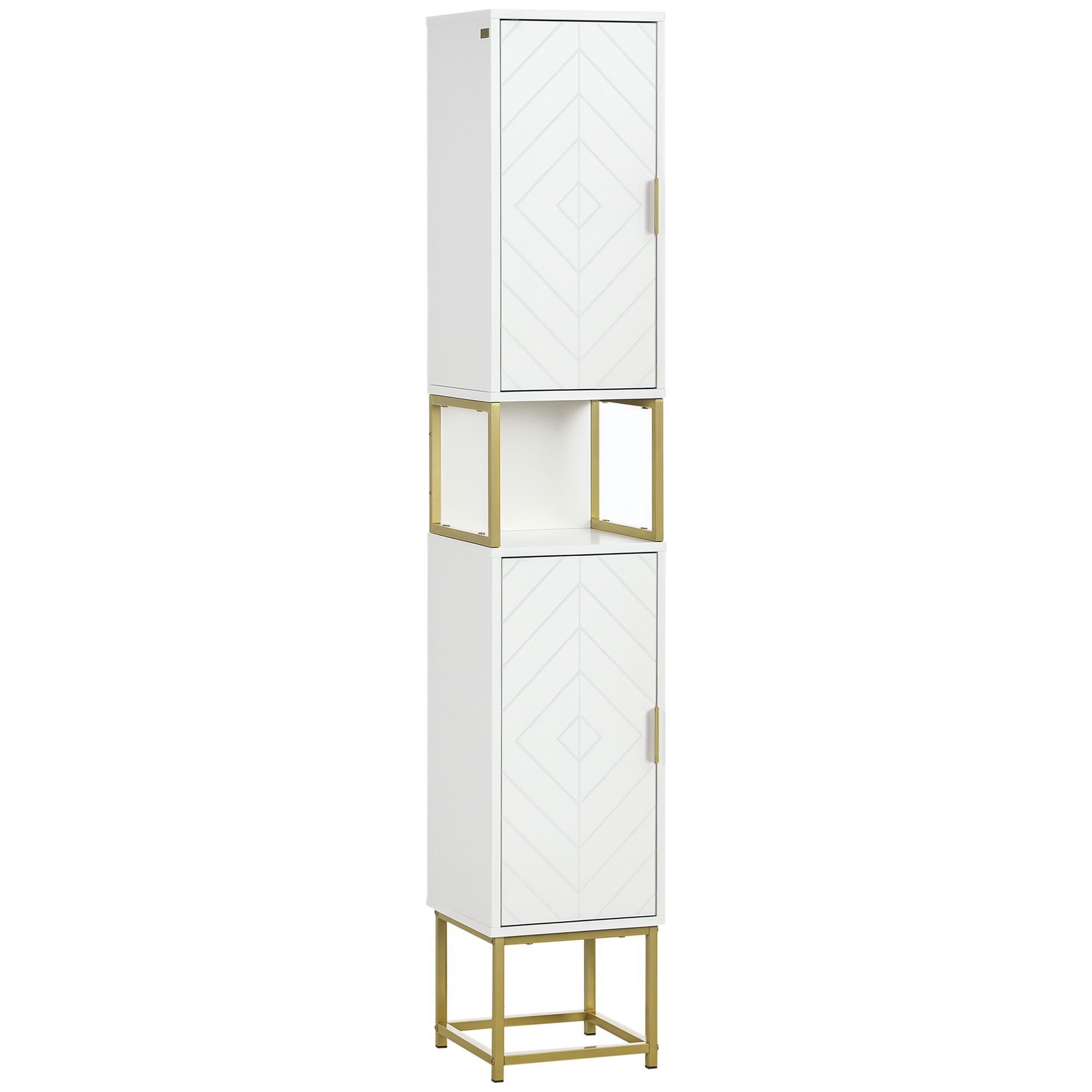 HOCHSCHRANK DE-12367 30/30/171 cm Weiß/Gold - Weiß, Holzwerkstoff (30/170.7/30cm) - ComfortXL
