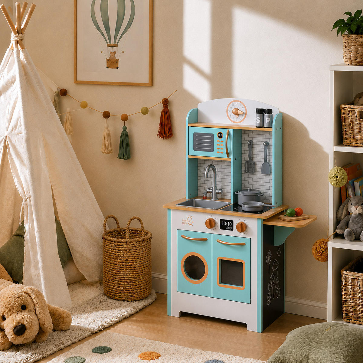 KINDERKÜCHE aus Holz, 92 cm - Multicolor, Holz (62.2/29.2/92.1cm) - Teamson Kids