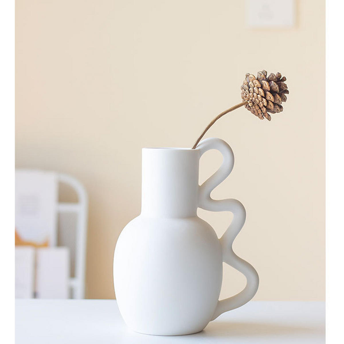 VASE 15 x 15 x 18,5 cm Keramik - Weiß, Keramik (18.5cm) - LIBRATON
