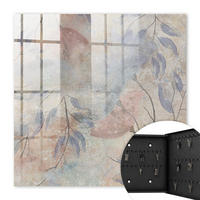 SCHLÜSSELBOX Schwarz 30x30 cm- Türöffnung nach rechts - Zarte Blätter - Beige, Metall (30/30/5cm) - TULUP