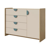 KINDERKOMMODE Lexi 1D4S 09 - Blau/Eichefarben, Holzwerkstoff/Kunststoff (124/91/40cm) - MIRJAN24
