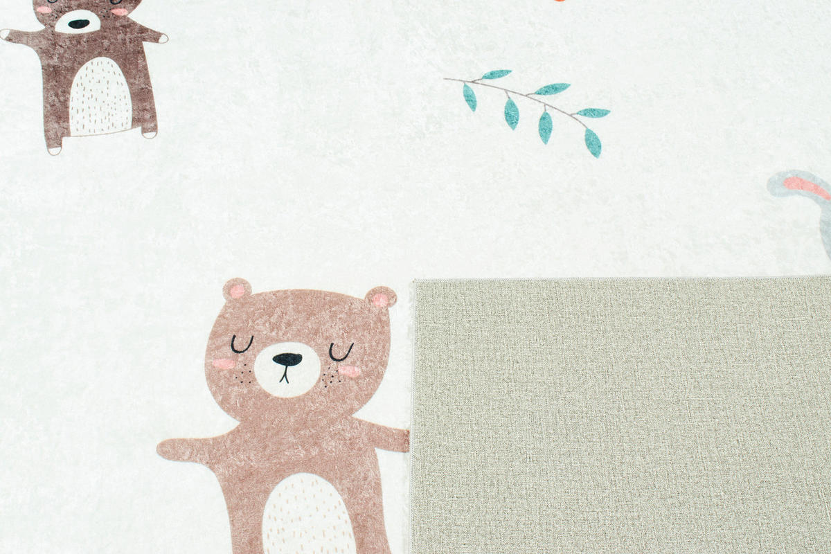 KINDERTEPPICH mit Tiermotiven Happy 80x150 cm - Creme, Textil (80/150cm) - Nazar Rugs