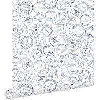 TAPETE australische Surf-Stempel 53 cm x 10.05 m - Blau, Papier (53/1000cm) - ESTAhome