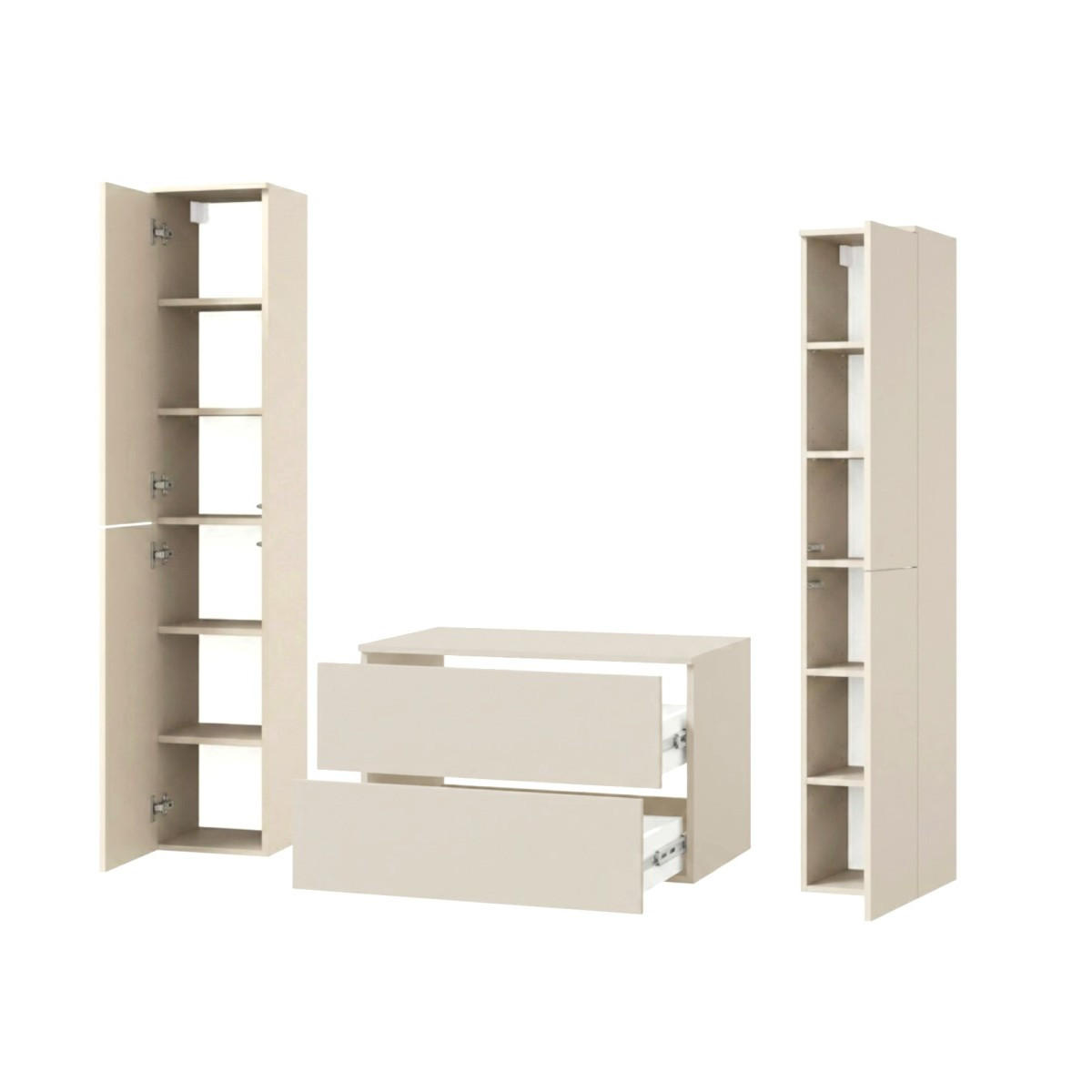 BADMÖBEL-SET Color Macadamia 3-Teilig (2S 80 + 2D 160 X2) - Beige, Holzwerkstoff (140/160/45cm) - mzm24
