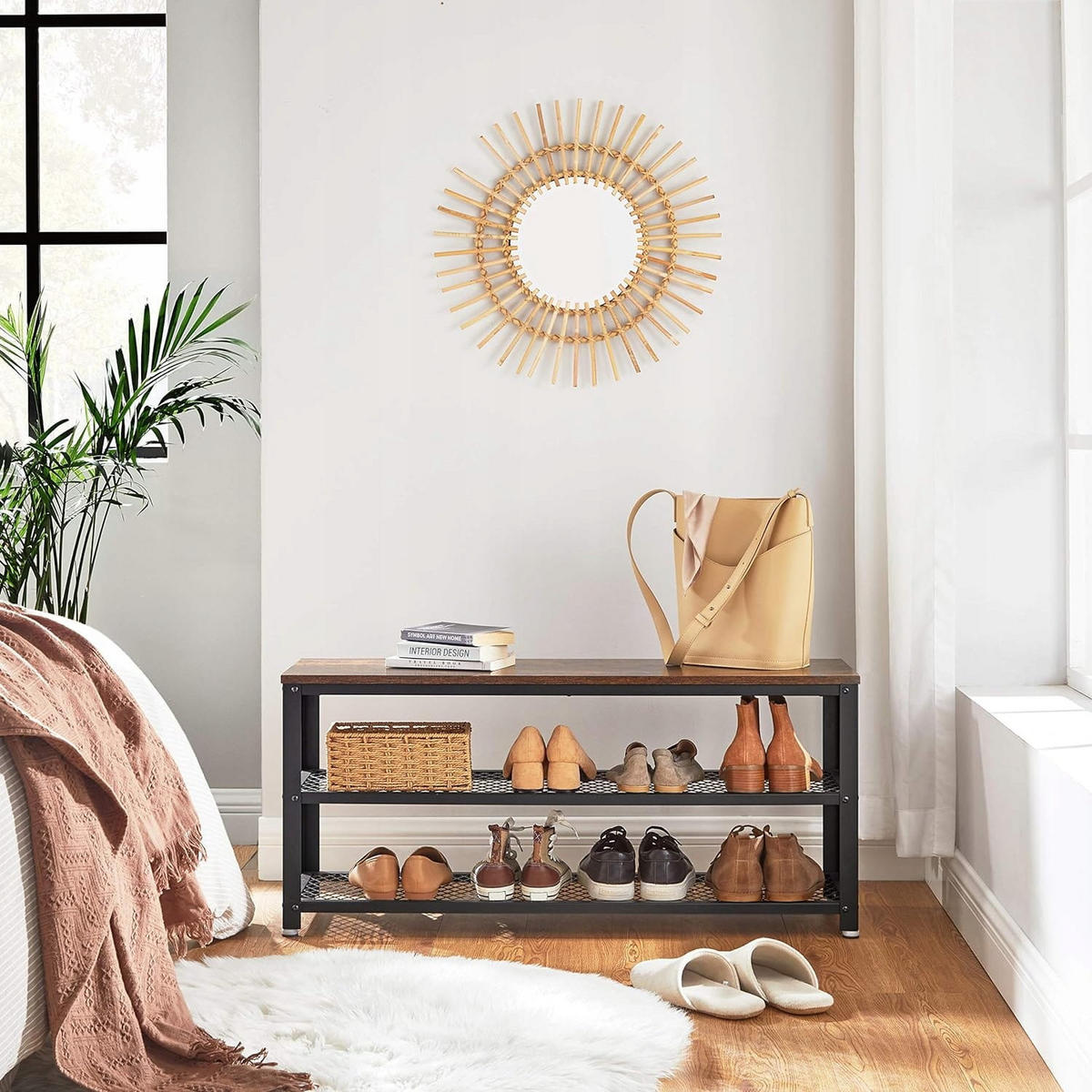 SCHUHREGAL, braun/schwarz - Braun, Holzwerkstoff (100/45/30cm) - A2A Home