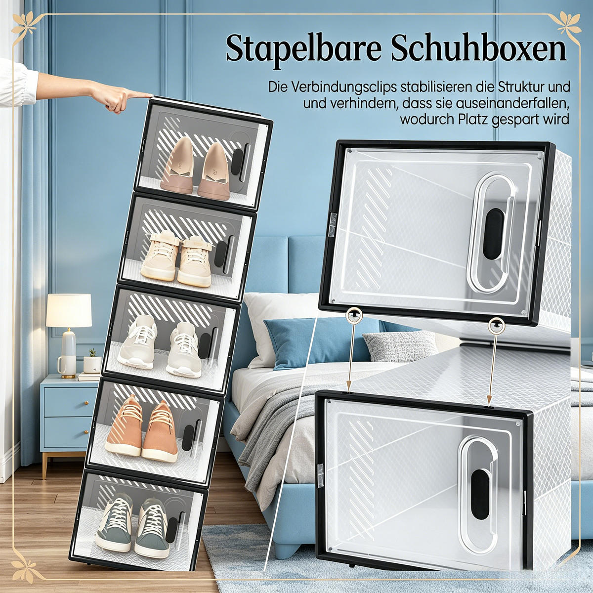AUFBEWAHRUNGSBOXEN Schwarz & Transparent 8er-Set 50/35,5/70 cm - Schwarz, Kunststoff (50/70/35.5cm) - PANGIVO