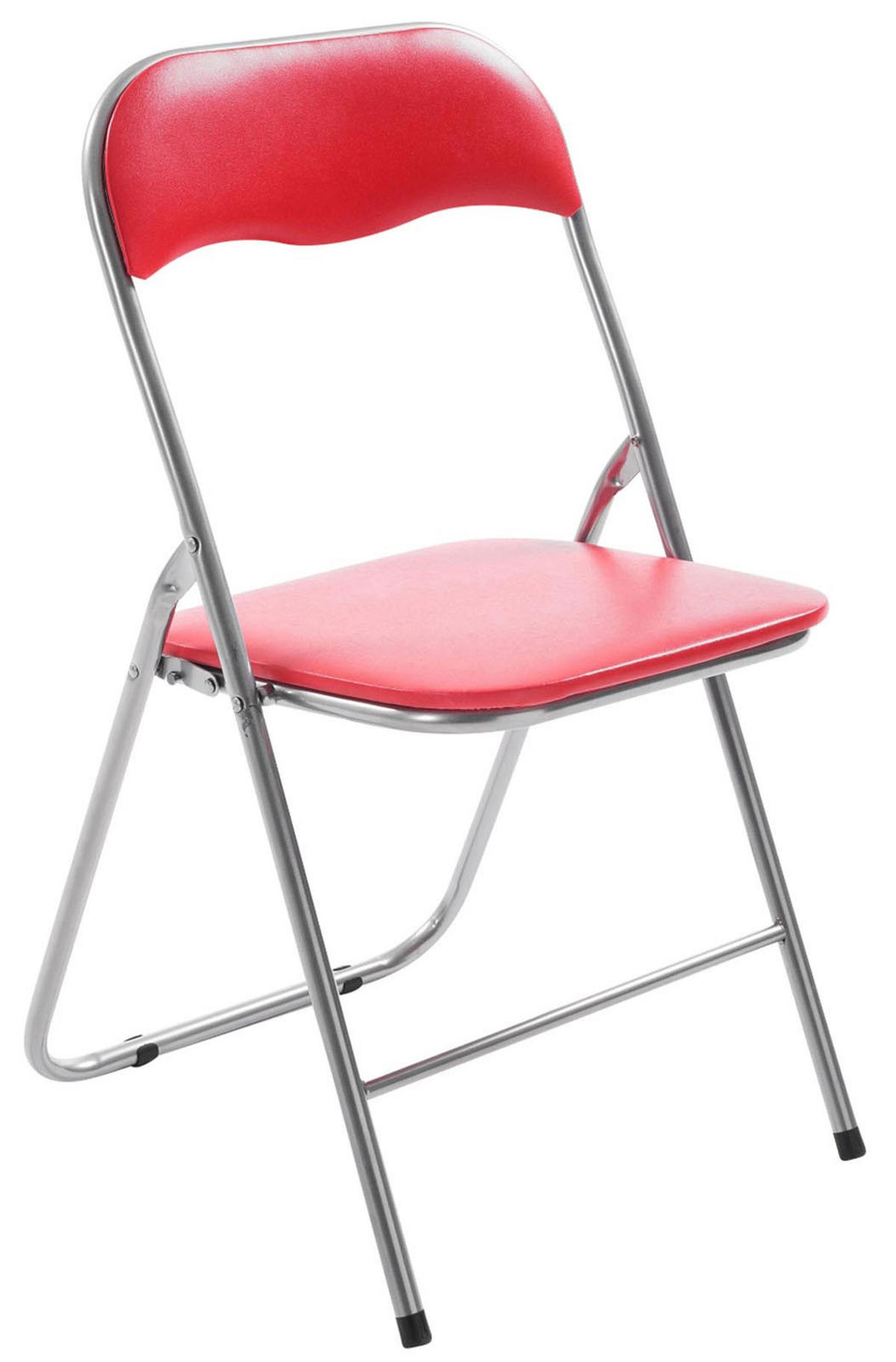 KLAPPSTUHL 2er Set Kunststoff rot/silber - Rot/Silberfarben, Kunststoff/Textil (45/78/45cm) - CLP