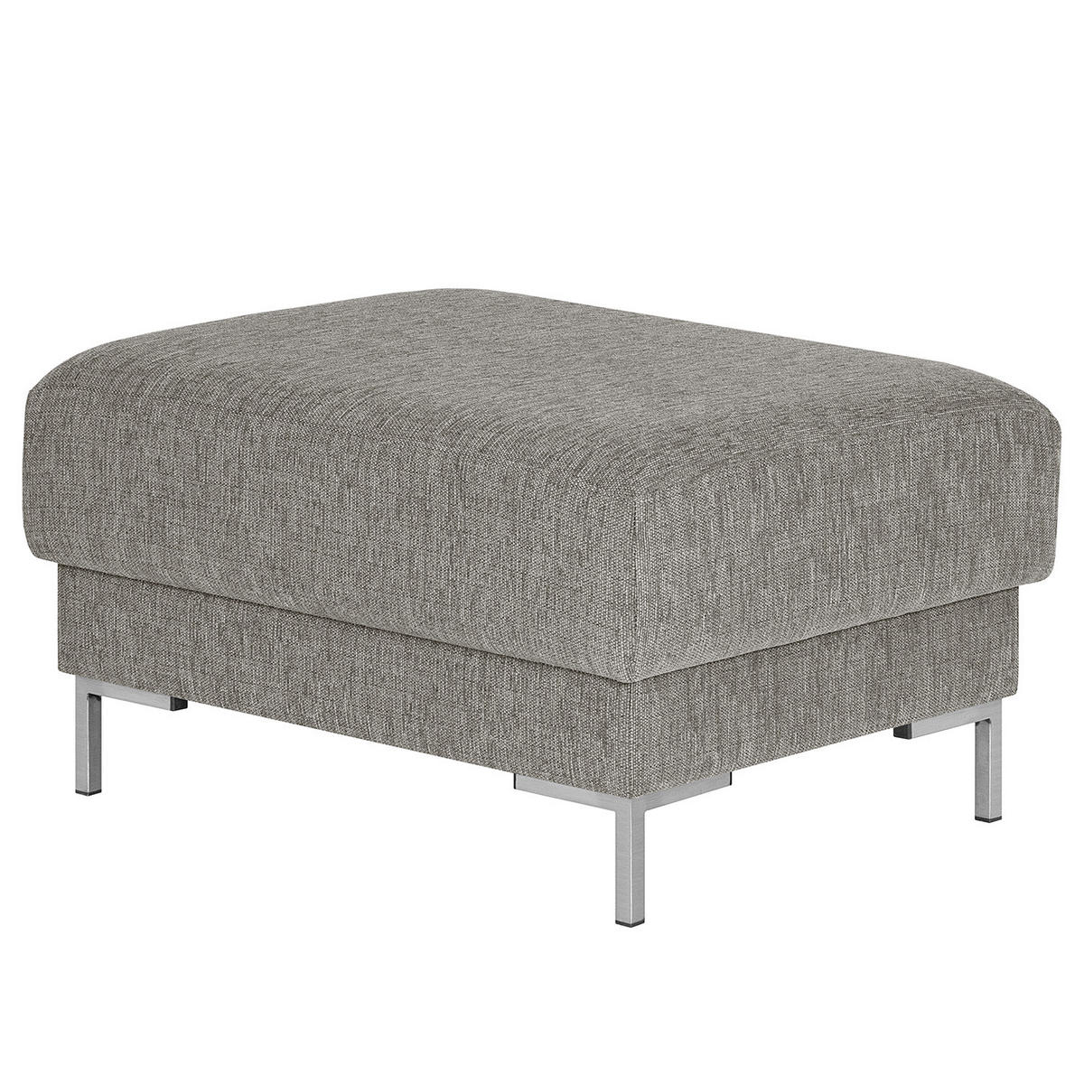 POLSTERHOCKER - Silberfarben/Hellgrau, Textil/Metall (80/44/61cm) - home24