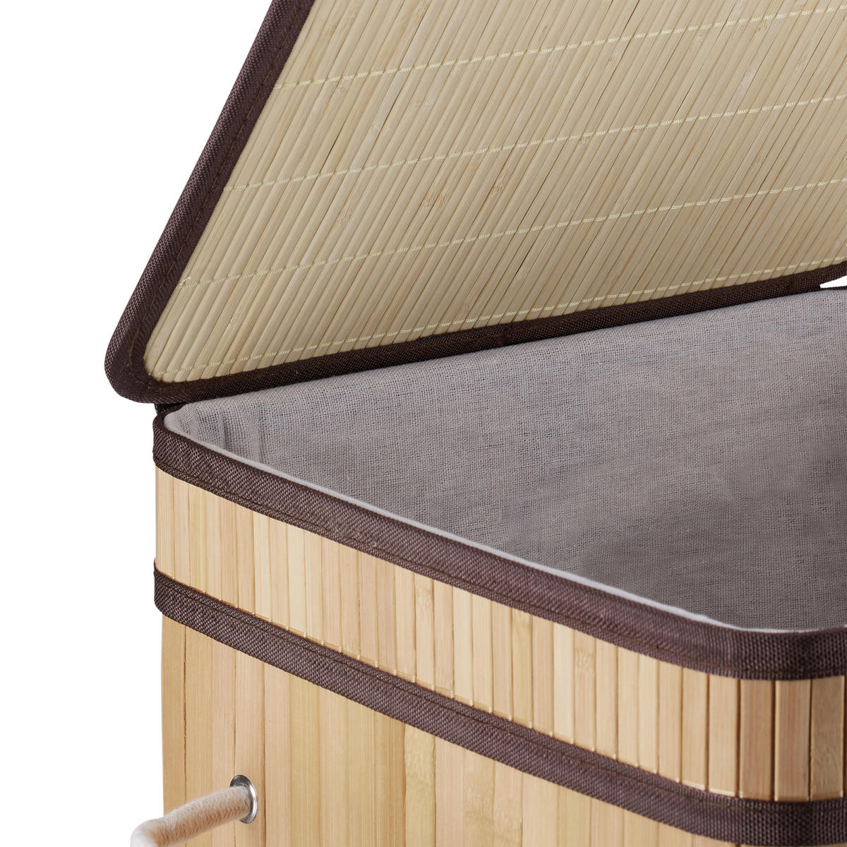 WÄSCHEKORB - Hellbraun, Holz/Textil (36/63/36cm) - Relaxdays