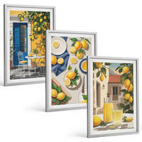 BILDER SET 3er Set - 40x60 cm Silberner Rahmen - Zitronengarten mit Getränken - Silberfarben, Kunststoff (40/60cm) - TULUP