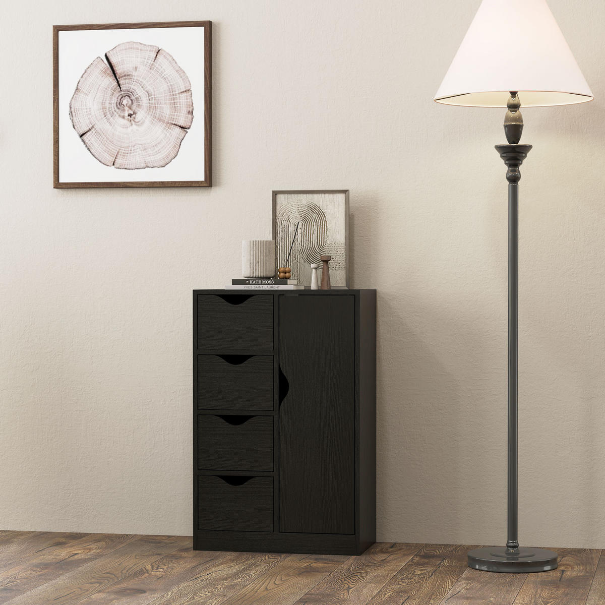 KOMMODE DE-12423 54/29/83 cm Schwarz - Schwarz, Holzwerkstoff (54/83/29cm) - ComfortXL