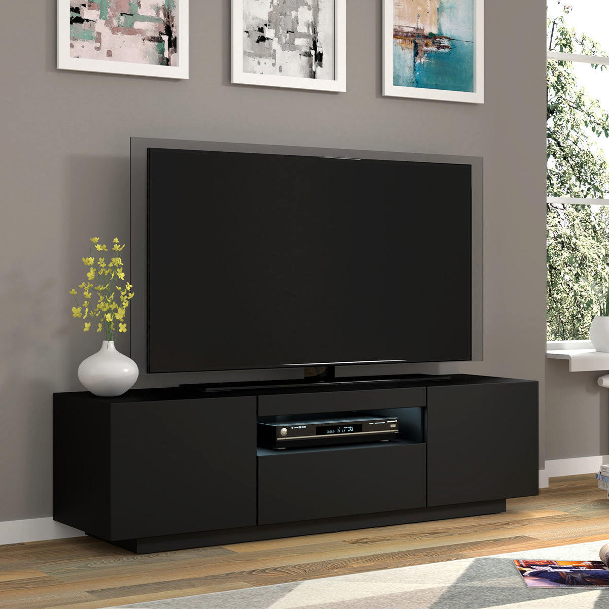 TV STOLÍK Aurus Čierna - čierna, kompozitné drevo (150/36/37cm) - Petits-meubles