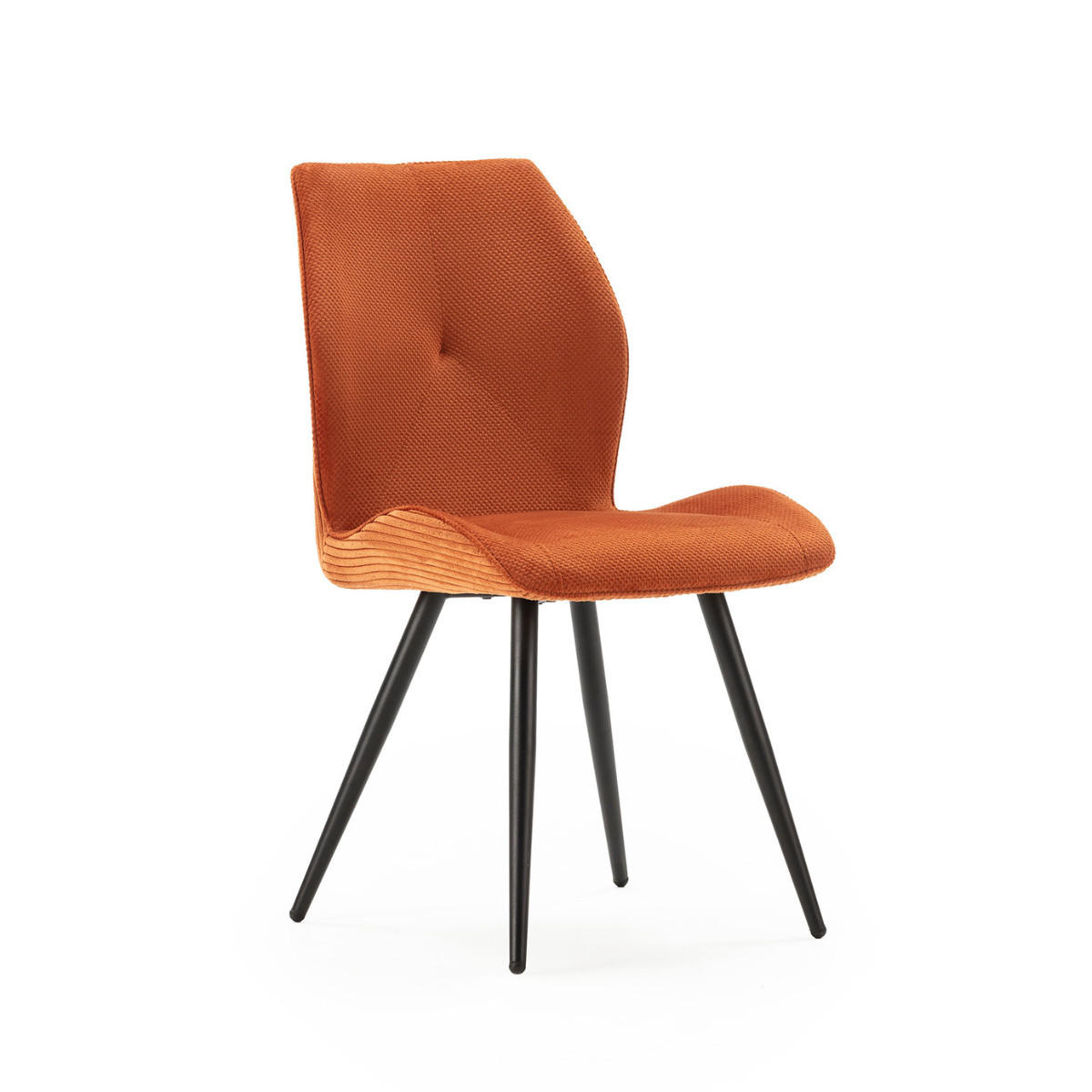 STÜHLEN (Set aus 2) aus stoff mit schwarzen metallbeinen - adaya 46/62/49,5 cm - Orange, Textil (62/49.5/46cm) - Calicosy