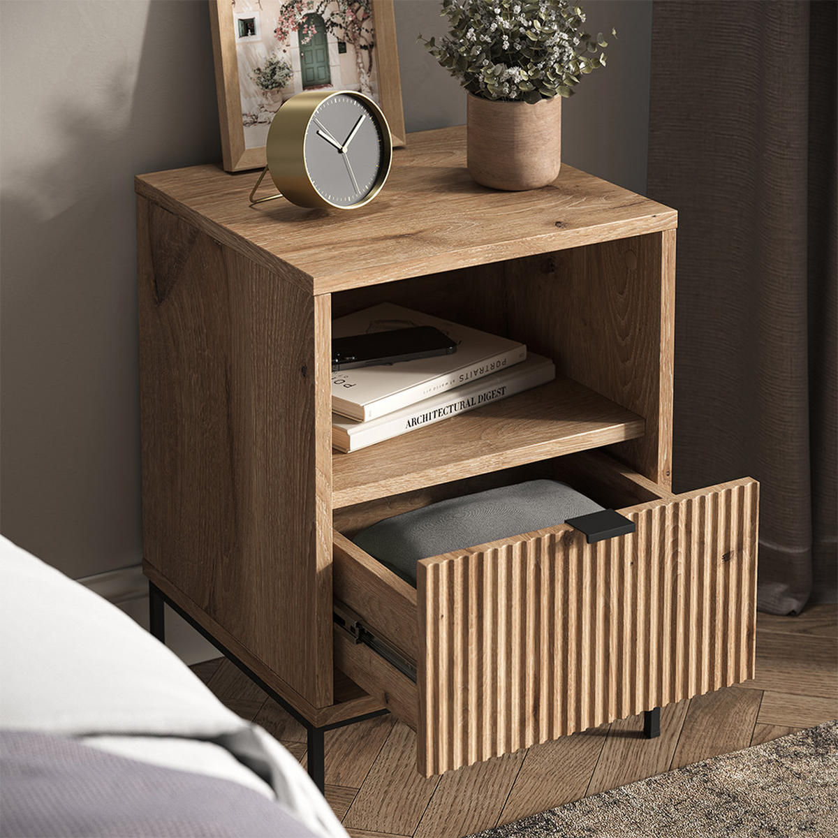 NACHTTISCH Eliza Viking Oak 2er Set - Eichefarben, Holzwerkstoff (40/55/38.1cm) - Vicco