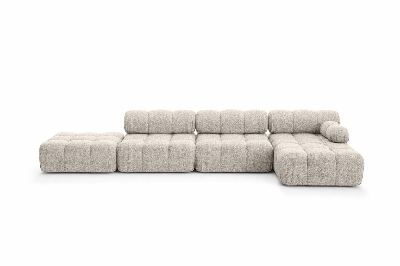 ECKSOFA L-Form XL, Stoff Bouclé Abriamo, Beige, Rechts, Selia L XL - Beige, Holz (380/160cm) - Kaiser Möbel