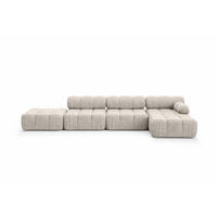 ECKSOFA L-Form XL, Stoff Bouclé Abriamo, Beige, Rechts, Selia L XL - Beige, Holz (380/160cm) - Kaiser Möbel