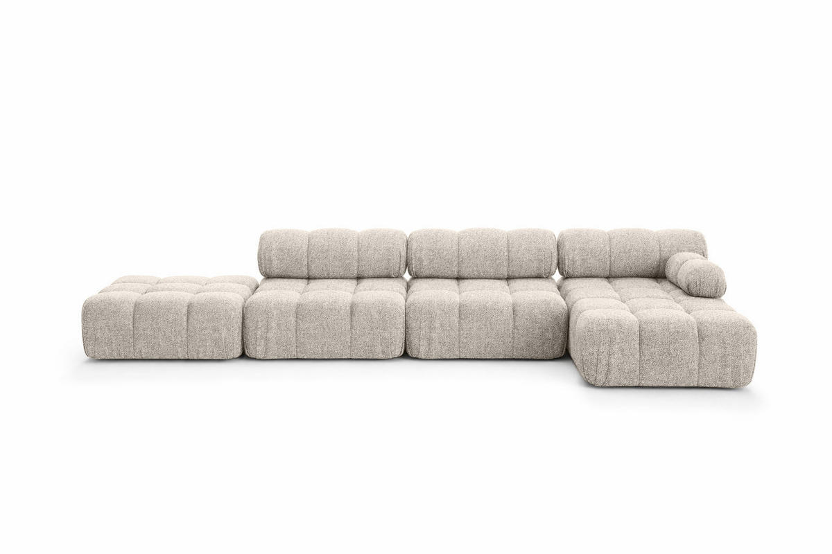 ECKSOFA L-Form XL, Stoff Bouclé Abriamo, Beige, Rechts, Selia L XL - Beige, Holz (380/160cm) - Kaiser Möbel