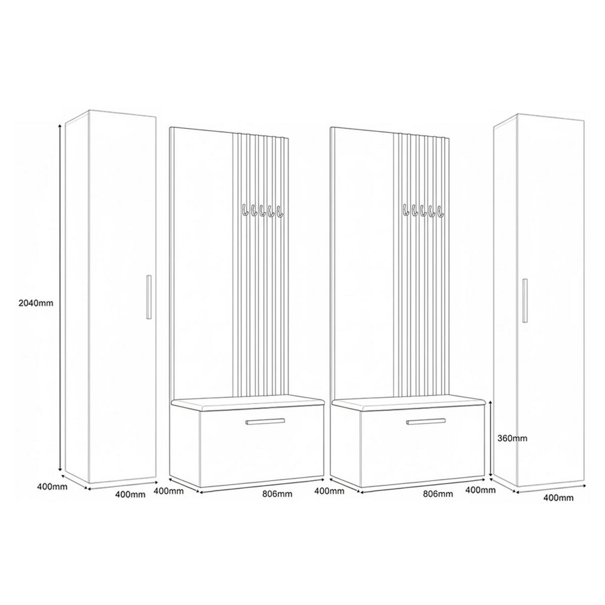 GARDEROBENSCHRANK MODULO 241,2/204/40 cm Modern Garderobe-Set Kaschmir - Kaschmir/Schwarz, Holzwerkstoff (241.2/204/40cm) - MASSENO