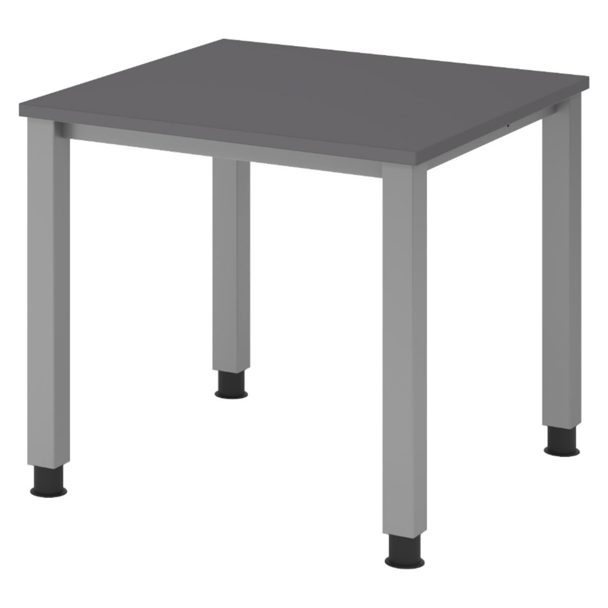 SCHREIBTISCH Serie-Q Gestell: Silber 80/80/74 cm in Graphitfarben - Graphitfarben, Holzwerkstoff (80/80/74cm) - bümö