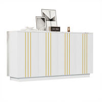 SIDEBOARD Weiß-gold mit vier Schranktüren und verstellbaren Einlegeböden 35 × 140 × 70 cm aus Spanplatte - Weiß, Holzwerkstoff (140/70/35cm) - Luhomfu