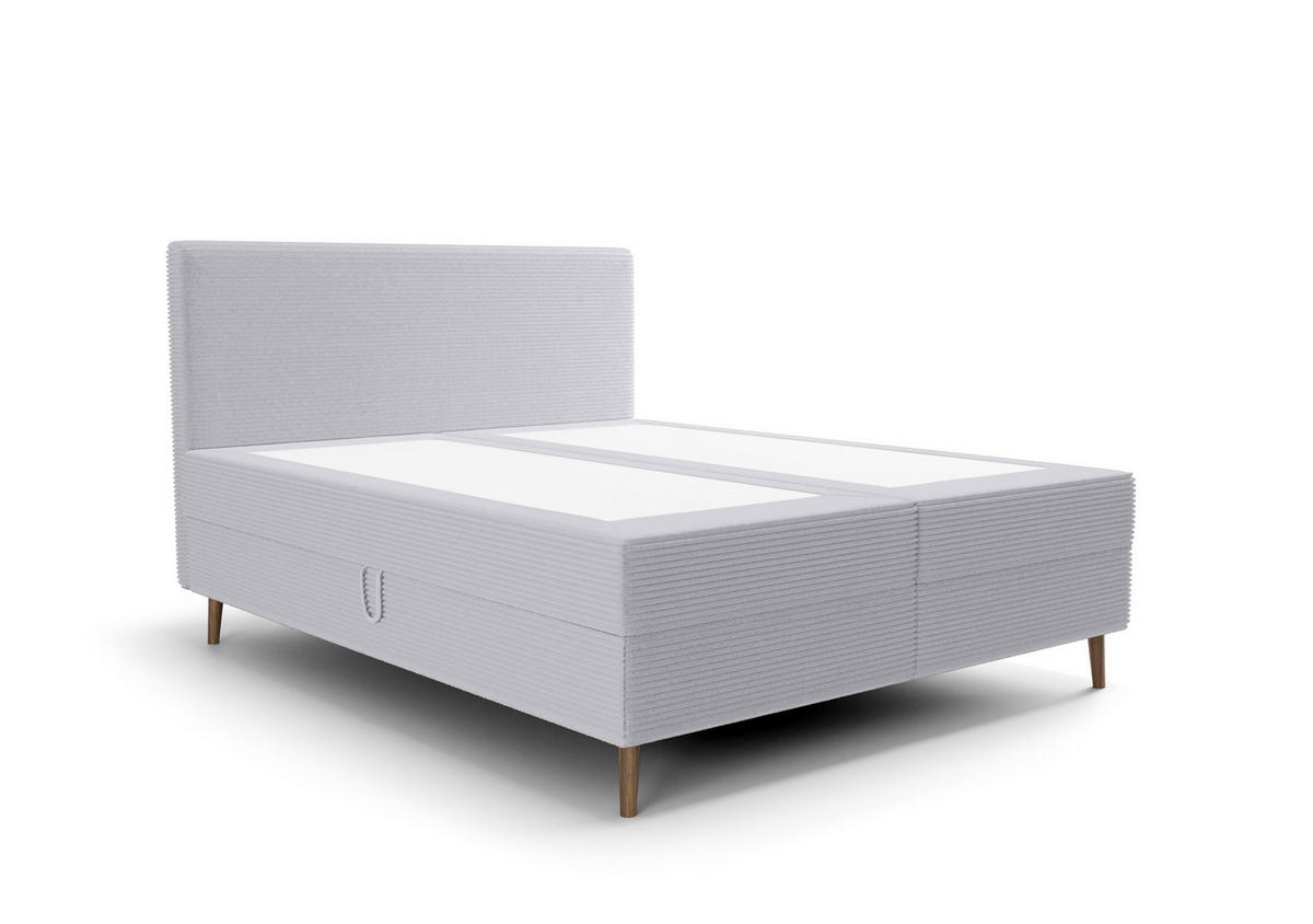 BOXBETT NARA mit Matratze H3, Bonell und Topper 140x200 POSO 110 - Hellgrau, Textil (140/200cm) - Bedante