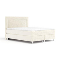 BOXSPRINGBETT Laguno Creme 200/200 cm mit Latex-Topper - Silberfarben/Creme, Holz/Holzwerkstoff (200/200cm) - Maison de Reve