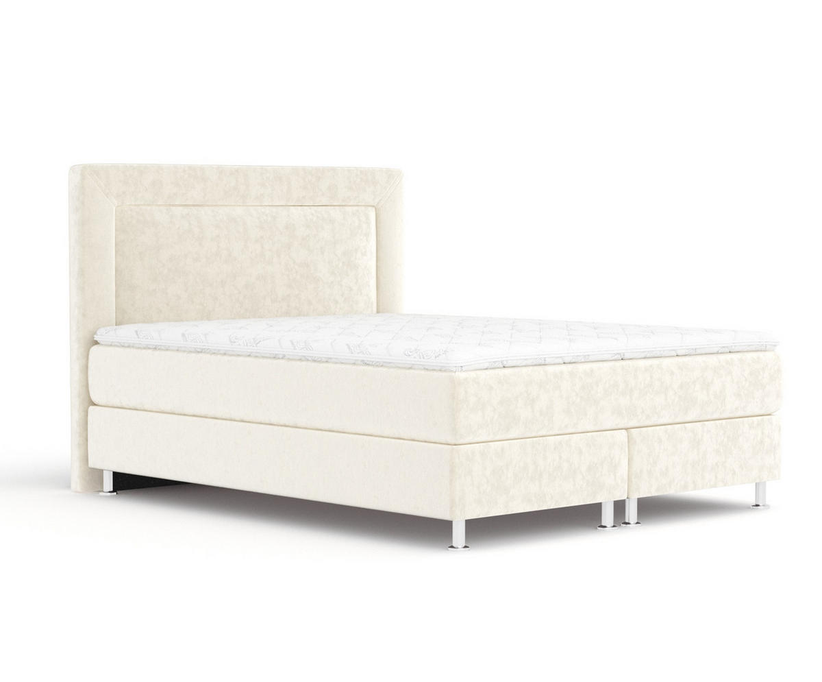BOXSPRINGBETT Laguno Creme 200/200 cm mit Latex-Topper - Silberfarben/Creme, Holz/Holzwerkstoff (200/200cm) - Maison de Reve