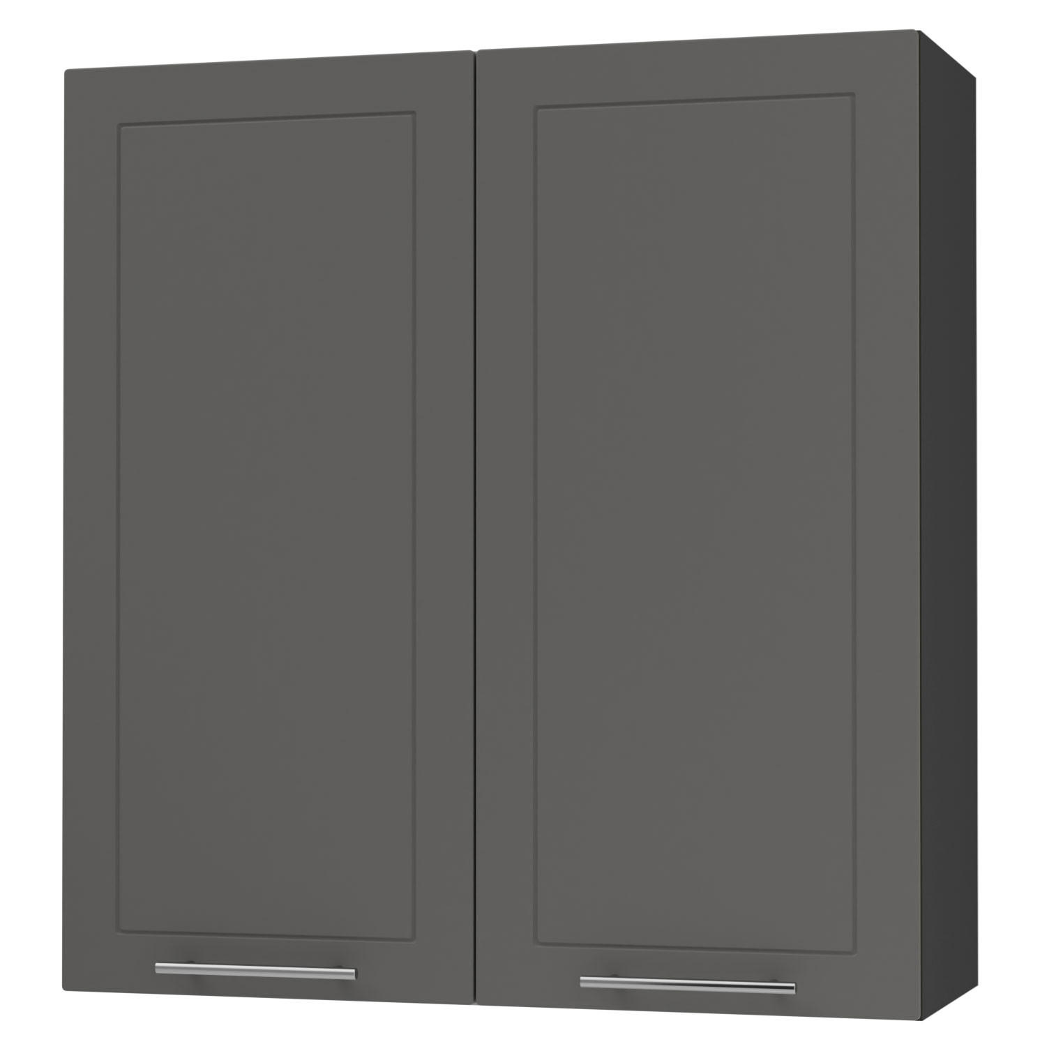 KÜCHENHÄNGESCHRANK Kvantum W4/90 Graphit Matt / Schwarz Matt 90 / 32,5 / 96cm - Schwarz/Graphitfarben, Holz/Holzwerkstoff (90/96/32.5cm) - Feldmann-Wohnen
