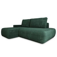 ECKSOFA AVINI T L-S Grün Kordstoff mit Schlaffunktion - Grün, Holzwerkstoff/Textil (277/160cm) - MASSENO