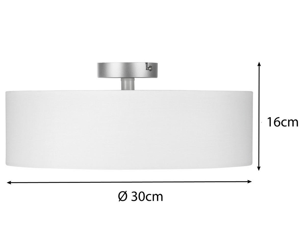 DECKENLAMPE Ø30cm, Lampenschirm Stoff Weiß - Weiß, Textil (30/30/16cm) - meineWunschleuchte