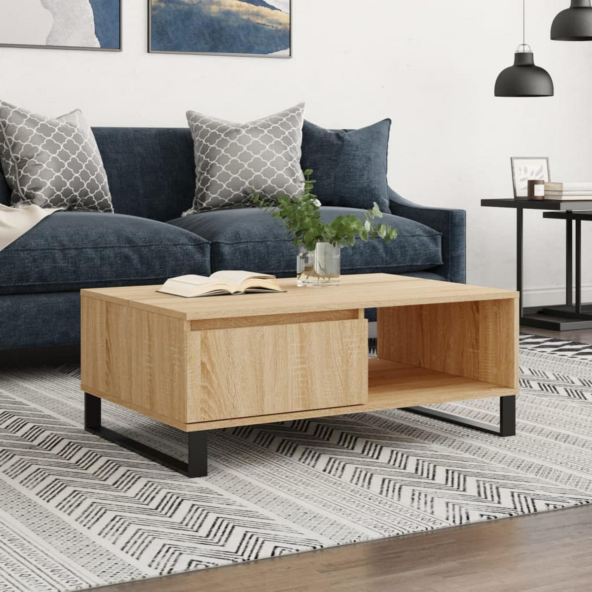 COUCHTISCH Sonoma-Eiche 90x60x35 cm Holzwerkstoff - Braun, Holzwerkstoff (60/90/35cm) - furnicato