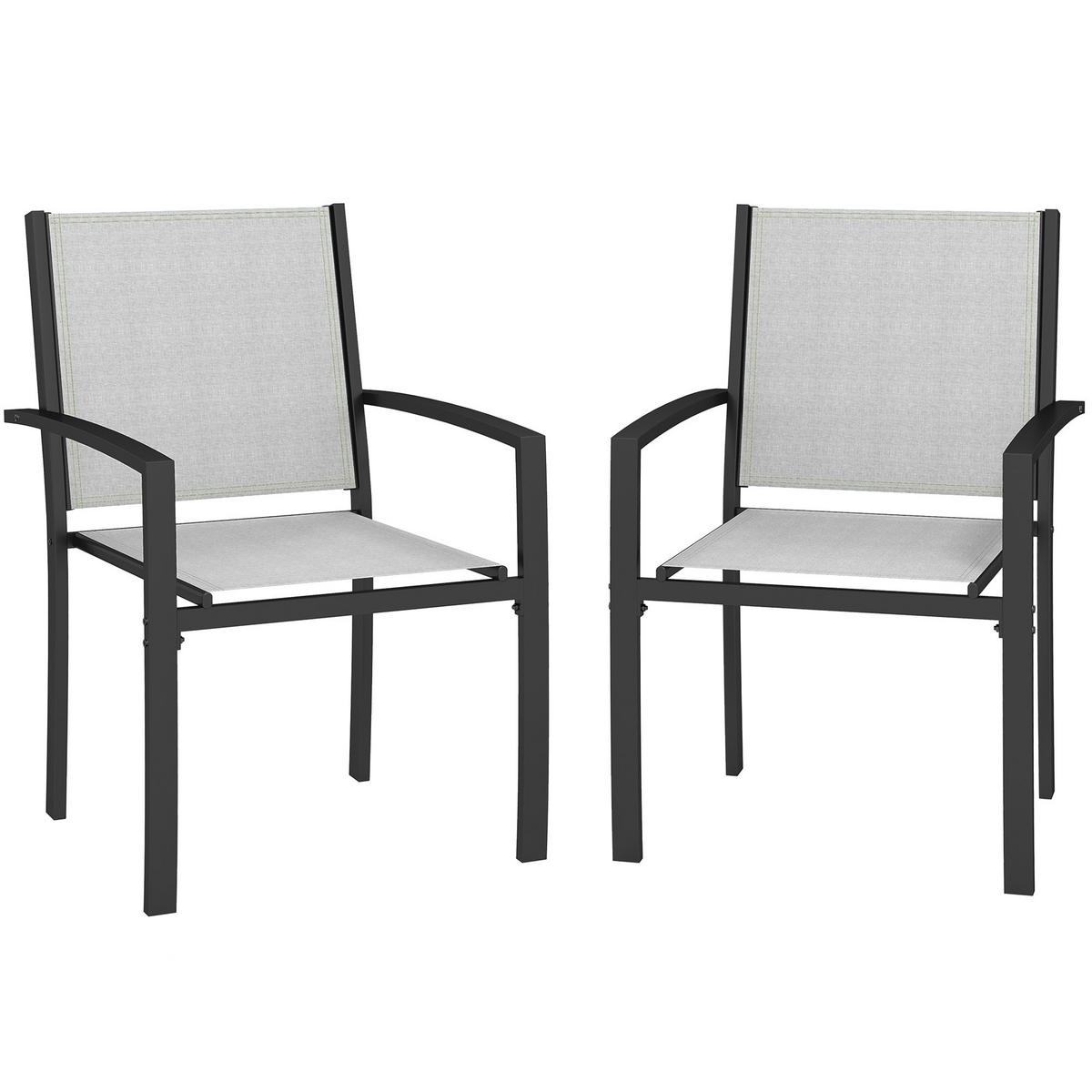 GARTENSTÜHLE 2er-Set DE-13257 mit Armlehnen & Textilène-Bezug Hellgrau - Hellgrau, Metall (65/85/60cm) - ComfortXL