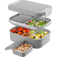 LUNCHBOX 1900ml Grau Auslaufsicher - Grau, Kunststoff (14/8/23cm)