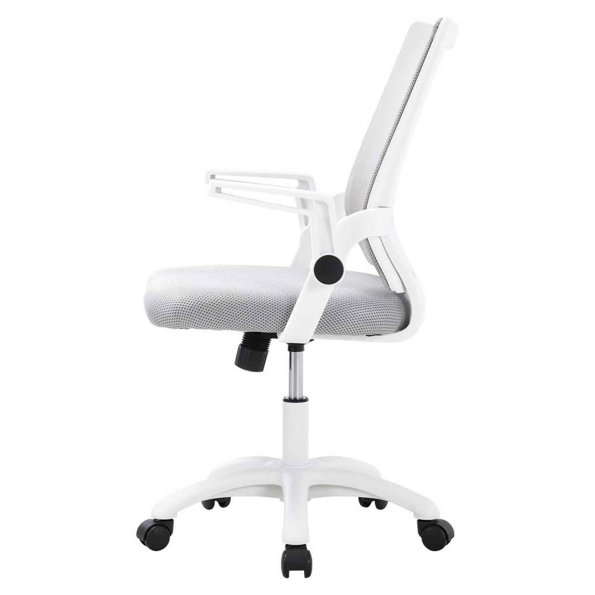 BÜROSTUHL in Grau mit Armlehnen und Drehfunktion Höhenverstellbarer Einfache Montage Ergonomische Form - Weiß/Grau, Kunststoff/Metall (60/101/45cm) - Livingandhome