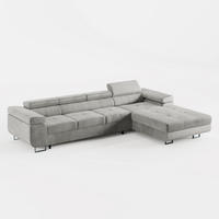 ECKSOFA VEMO CORE PLUS Rechts Grau Velours-Stoff mit Schlaffunktion und Bettkasten - Grau, Holz/Metall (350/205cm) - Barchello