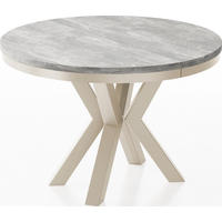 ESSTISCH Clara Beige Cashmere runder ausziehbarer, Grauer Beton 100-180/100/76 cm - Kaschmir/Hellgrau, Holzwerkstoff/Metall (100/100/76cm) - WFL GROUP