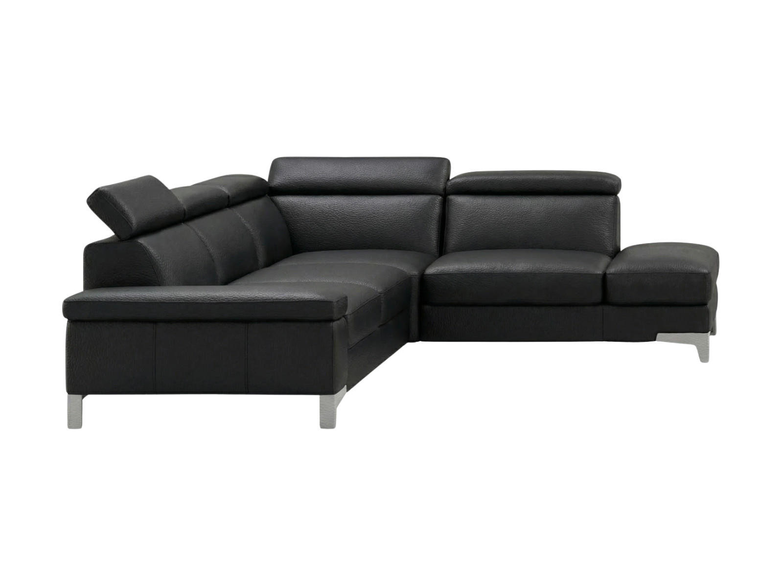 ECKSOFA Talisman Echtleder Schwarz - Schwarz, Leder/Metall (271/224cm)