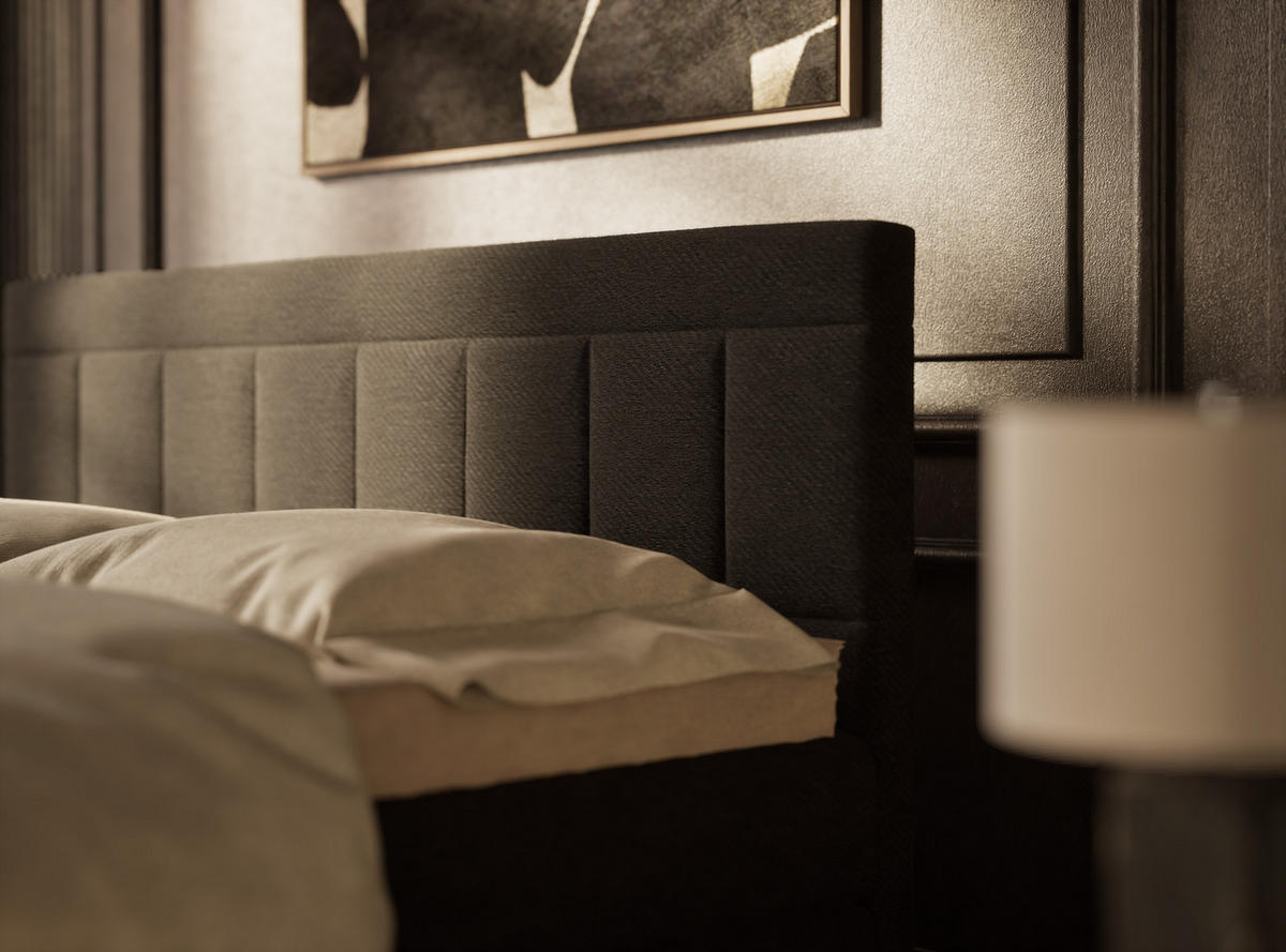 BOXSPRINGBETT Caya 180/200 cm, in Schwarz, Bettkasten, Matratze, Topper - Schwarz, Holz/Holzwerkstoff (180/200cm) - Maison de Reve