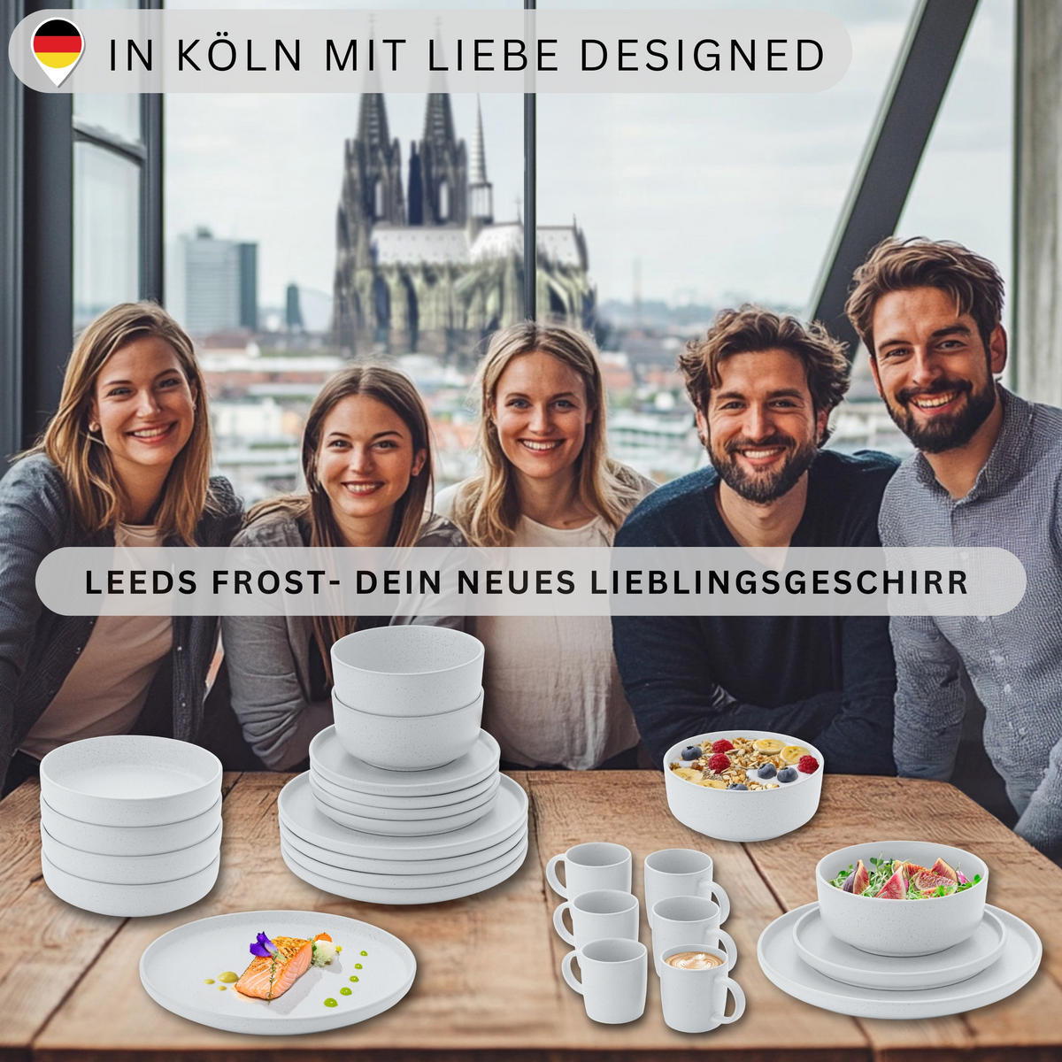 SCHALEN LEEDS FROST - 6 teilig aus Steingut - Weiß, Stein (16.5/16.5/6.5cm) - Sänger