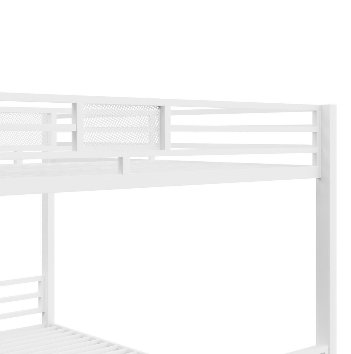 ETAGENBETT 90/200 cm über 140/200 cm in Weiß, L-Form aus Metall - Weiß, Metall (90/200cm) - OKMYHOME